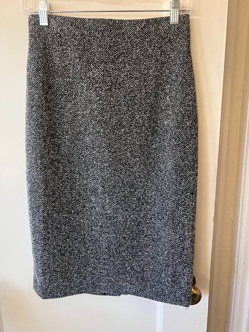 Banana Republic Pencil Skirt Gray Tweed Career Herringbone Pleated
